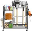TORACK Garden Tool Organizer with Wheels, Rakes Shovels Yard Tools Stand for Garage, Shed, Garden, Indoor/Outdoor Long-Handled Tools Cart by GreenHaven Gardens