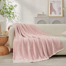 Snuggle Sac Pink Waffle Throw Blanket for Couch Bed Sofa 60x80 inches, Reversible Pink Blanket Microfiber Fluffy Fuzzy Cozy Knit Twin Blanket for Women Mothers Birthday Gifts by CozyNest Decor