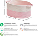 Storage Baskets for Organizing | 15"x10.2"x9.1" - 1 Pack Nursery Bin with Handles - Woven Cotton Rope Baskets for Dog Toys, Books, Shelf, Bathroom,Closet -Pink Basket for Girls by TinyTreasures Baby Boutique