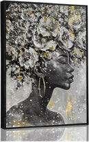 Large Black and Gold African American Wall Art with Framed Black Woman Office Bedroom Living Room Poster Home Hanging Decor 32x48 Inch by CozyNest Decor