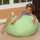 Posh Beanbags Bean Bag Chair, Large-38in, Pattern Chevron Green and White by TinyTreasures Baby Boutique