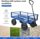 Heavy Duty 480 Lbs Capacity Mesh Steel Garden Cart Folding Utility Wagon with Removable Sides (Blue) by GreenHaven Gardens