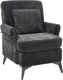 KCC Mid-Century Accent Chairs,Chenille Modern Upholstered Single Sofa,Cozy Armchair with Back for Bedroom/Office/Cafe,Black by CozyNest Decor