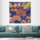 HZOHNAGO Japanese Tapestry Art Abstract Colorful Cherry Blossom Blue Background Pattern Printed Wall Tapestry Painting Wall Hanging for Bedroom Living Room Dorm 60" W x 60" H by CozyNest Decor