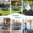 Kids Trampoline with Safety Net – 440lbs Capacity, Upgraded Rust-Proof Ring Legs, Adjustable Gymnastics Bar & Toys – Indoor Outdoor Toddler Trampoline for Boys & Girls Ages 1-8 by TinyTreasures Baby Boutique