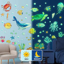 Ocean Fish Wall Decals Glow in The Dark, Removable Sea Turtle Wall Stickers, Luminous Wall Decor for Nursery Playroom Bedroom, Birthday Christmas Gift Decoration by CozyNest Decor