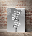 Personalized Family Street Sign Multi-Name Canvas Or Poster Wall Art, Street Sign Customized With Name, Best Gifts For Parents, Grandparents From Kids Daughter Son, Christmas Gift For Family