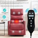 Manual Swivel Rocker Recliner Chair for Adults, Overstuffed Reclining Glider Chair for Nursing with Vibration Massage & Heat, Living Room Rocking Recliner 3-Stage backrest, Faux Leather Red by CozyNest Decor