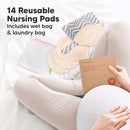 Organic Nursing Pads - 14 Washable Viscose Derived from Bamboo Breastfeeding Pads, Wash Bag, Reusable Breast Pads for Breastfeeding, Nipple Pads for Breastfeeding Essentials (Bare Beige, L 4.8") by TinyTreasures Baby Boutique