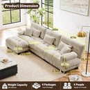 L Shaped Couch Sectional Couch, 3-Seater Cloud Couch Sectional Oversized Couch, Sofa Bed Couch with Round Bolster Armrests 5 Pillows, Modular Couch Home Sofa Living Room Couch by CozyNest Decor