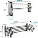 AERO W Racks Stainless Steel Wall Mounted Collapsible Laundry Clothes Drying Rack 45 Pound Capacity 11 Linear Ft by CozyNest Decor