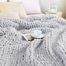 Admitrack Chunky Knit Blanket Throw, 100% Hand Knit Chenille Throw Blanket for Sofa & Home Decor, Soft and Cozy Knitted Throw Blankets (Light Gray，51"x63") by CozyNest Decor