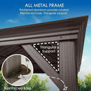 Kozyard Alexander 12' X 20' Permanent Aluminum Hardtop Gazebo with Galvanized Steel Double Roof Canopy, Curtain and Netting or Patio, Backyard, Deck, Lawn (Brown) by GreenHaven Gardens