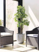 Kante 14 Inch Dia Round Concrete Planter, Indoor Outdoor Large Plant Pot with Drainage Hole and Rubber Plug for Home Patio Garden, Gray
