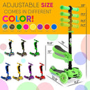 Hurtle 3-Wheeled Scooter for Kids - Wheel LED Lights, Adjustable Lean-to-Steer Handlebar, and Foldable Seat - Sit or Stand Ride with Brake for Boys and Girls Ages 1-14 Years Old by TinyTreasures Baby Boutique