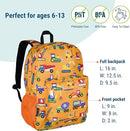Wildkin 16-inch Kids Backpack – Durable, Padded & Spacious School Bag for Boys & Girls - Under Construction by TinyTreasures Baby Boutique