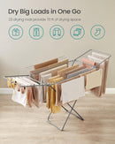 SONGMICS Clothes Drying Rack, Metal Laundry Drying Rack, Foldable, Space-Saving, Free-Standing Airer, with 4 Gullwings, Indoor Outdoor Use, Bed Linen Clothing, Gray ULLR541G01 by TinyTreasures Baby Boutique