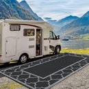 GENIMO 9' x 18' Outdoor Rug Waterproof for Patio, Foldable Reversible Plastic Straw Area Rugs Mat for Rv Decor, Outside Carpet for Camper, Deck, Picnic, Beach, Balcony, Porch, Black & Grey by GreenHaven Gardens