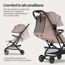Mompush Velo Lightweight Travel Stroller – One-Hand Fold, Ultra-Compact & Airplane Friendly, Lie-Flat Recline Seat (from Birth to 50 lbs), Includes Cup Holder, Shoulder Strap, and Leather Bumper Bar by TinyTreasures Baby Boutique