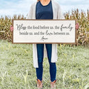 Bless the Food Before Us Sign Wall Decor 40"X15" Large Farmhouse Dining Room Wall Decor Framed Wood Rustic Home Wall Art Kitchen Hanging Decoration (Wood White) by CozyNest Decor