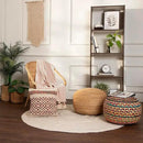 REDEARTH · Round Pouf Ottoman - Braided Boho Poof Home Décor Pouffe Accent Sitting Circular Foot Rest for Living Room, Bedroom, Nursery, Lounge; Jute and Cotton Set of 2 (19.5"x19.5"x14"; Multi) by CozyNest Decor