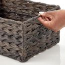 mDesign Woven Farmhouse Kitchen Pantry Food Storage Organizer Basket Bin Box, Container Organization for Cabinets, Cupboards, Shelves, Counter - Store Potatoes, Onions, Fruit, 3 Pack, Espresso Brown by CozyNest Decor