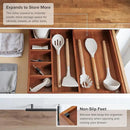 Adjustable Kitchen Drawer Organizer for Utensils and Junk, Food-Safe Contract Grade with 100% Sustainable Wood, Non-Slip, Expandable from 10.5 to 18.5 Inches Wide - Natural Acacia by CozyNest Decor