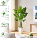 Lifelike Bird of Paradise Silk Artificial Plant Faux Banana Leaf Tree for Home Decor - Perfect Indoor Floor Plant with 9 Trunks (1, White Tall Planter, 5 FT) by CozyNest Decor