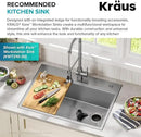KRAUS WasteGuard 1/3 HP Ultra-Quiet Garbage Disposal with Quick Connect, Kitchen Sink Drain Cover, Power Cord and Flange Included, KWD100-33MBL by CozyNest Decor