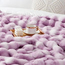 Touchat Luxury 1000GSM Faux Rabbit Fur Throw Blanket for Women, Super Heavy Warm Cozy Blankets for Couch Bed Sofa, Bubble Plush Fuzzy Soft Mink Blanket for Living Room Bedroom, Purple by CozyNest Decor