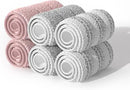 JOYMOOP Mop Replacement Pads, Reusable Microfiber Mop Pads for 13-inch Flat Mop and Mop Bucket Set, Pack of 6 Refills - Pink, Grey and Stripe by CozyNest Decor