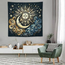 HZOHNAGO Sun Moon Tapestry Boho Golden Stars Pattern Printed Wall Tapestry Wall Hanging for Bedroom Living Room Dorm 60" W x 60" H by CozyNest Decor