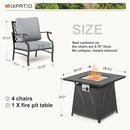 Patio Furniture Set with Fire Pit Table, 5 Pcs Metal Outdoor Conversation Set, 4 Single Chairs with 5.75" Extra Thick Cushion and 28" Fire Pit Table for Backyard Deck, Grey by GreenHaven Gardens