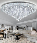 53.7'' Modern Chandeliers LED Dimmable Crystal Flush Mount Ceiling Chandeliers for Living Room High Ceiling Entrance Foyer Lobby Bedroom Silver by CozyNest Decor