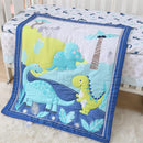 Wowelife Dinosaur Crib Bedding Set for Boys Blue, Premium 3-Piece Baby Bedding Set, Nursery Crib Set, Newborn, Infant & Toddler Nursery Bed Set, Blue Dinosaur by TinyTreasures Baby Boutique