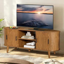 51" Fluted TV Stand, Mid-Century Modern Entertainment Center for Tvs up to 60" with Drawers and Fluted Doors, Curved TV Media Console Table with Sliding Doors for Living Room, Bedroom (51") by CozyNest Decor