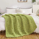 WESHIONGOO Chunky Knit Blanket Throw 50"×60" Knitted Throw Blankets for Couch Bed Fluffy Soft Blanket with Jumbo Chenille Yarn Thick 100% Handmade (Lime Green) by CozyNest Decor