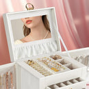 5-Layer Jewelry Box with 4 Drawers, Huge Portable Jewelry Organizer with Lock and Mirror for Women, for Necklace Ring Earring Bracelet Storage, Lockable Jewelry Case, White by TinyTreasures Baby Boutique