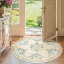 jinchan Round Rug 4ft Area Rugs Vintage Floral Distressed Design,Machine Washable Soft Non-Slip Low-Pile Ultra-Thin Circle Rug for Entryway Bedside Living Room Kitchen Nursery (4' Round,Apricot Multi) by TinyTreasures Baby Boutique