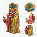 Welcome Tiki Statue with Surfboard Flamingo-Solar Outdoor Decor - Tiki Man with Automatic Switch On Flickering Eyes LED Light for Tiki Bar Decorations, Patio, Balcony, Yard,Lawn,Gifts by GreenHaven Gardens