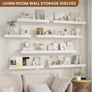 fuqing Floating Shelves for Wall, Bathroom Shelf Wall Mounted for Storage, Shelves with Invisible Bracket for Bedroom, Kitchen, Living Room, Farmhouse Small Book Shelf, 55 Inch Set of 2, White by CozyNest Decor