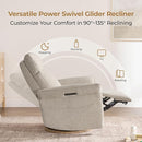 CHITA Power Recliner Chair, Electric Triple-Motor Swivel Glider Nursery Rocking Chair with Adjustable Power Headrest and Lumbar Support, GREENGARD Gold Certified, Solid Wood Base, Khaki Grey by TinyTreasures Baby Boutique
