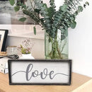 Love Framed Rustic Freestanding Sign Home Decor for Living Room Bedroom - Love Wall Art in Solid Wood Thick Black Frame 12x5 Inches for Couples by CozyNest Decor