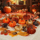 Artmag 51 PCS Artificial Fabric Pumpkins, Fall Harvest Decorations with Acorns, Pinecones, Berries, Maple Leaves for Fall Thansgiving Halloween Decoration by CozyNest Decor