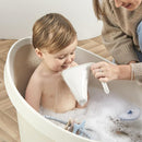 ECO Toddler Bath Tub | Larger Bath Seat for Bigger Kids at Bathtime | Includes Warm and Soft Foam backrest | Grippy Anti-Slip Surface | Recycled Material with Bath Plug | Cookies & Cream by TinyTreasures Baby Boutique