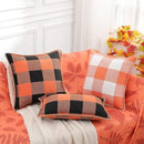 decorUhome Fall Orange and Black Decorative Throw Pillow Covers 16x16 Set of 2, Buffalo Plaid Check Farmhouse Cushion Covers with Stitched Edge for Autumn Harvest Couch Sofa Bed Home Decor by CozyNest Decor