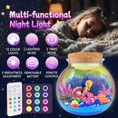 Mermaid Terrarium Craft Kit for Kids - LED Night Light Up & Remote Mermaid Birthday Gifts Toys for Girls Age 5 6 7 8 9 10 11 12 Year Old by CozyNest Decor
