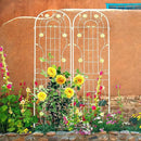 2 Pack Metal Garden Trellis 86.7" H Garden Fence Rustproof Trellis Cream White for Climbing Plants Support Roses Flower Cucumber Outdoor Lawn, Cream White by GreenHaven Gardens