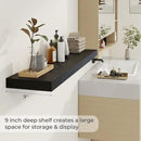 48 inch Floating Shelves for Wall Large Wall Mounted Shelves with Invisible Brackets, Black Long Shelves for Bathroom, Living Room, Kitchen, Office, 48x9.1 inch deep Set of 2 by CozyNest Decor