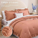 King Comforter Set - 7 Pieces Ruffle Autumn Leaf Bedding Sets, Shabby Chic Farmhouse Bed in a Bag King with Ruffle Comforter, Floral Sheets, Pillowcases & Shams by CozyNest Decor